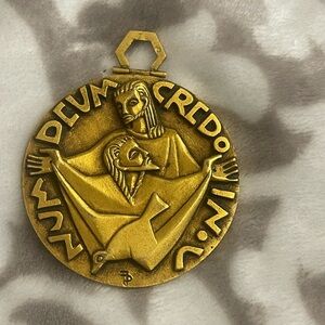 Holy Trinity French Vintage Religious Medal Fernand Py Bronze
